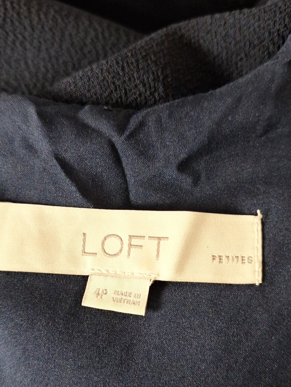 Loft Classic Navy Blue Fit & Flare Preppy Minimalist Parisian Chic Dress Size 4P - Picture 11 of 13